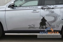 Пороги для Mitsubishi Outlander нержавейка-2