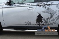 Пороги на Mitsubishi Outlander из полированной стали-0