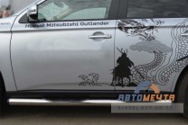 Пороги на Mitsubishi Outlander из нержавеющей стали-0