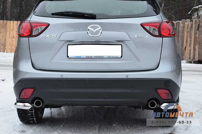 Защита заднего бампера на Mazda CX-5 2011-, нерж.