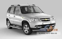 Защита порогов с алюминиевой фигурной накладкой 63 мм для CHEVROLET NIVA 2009 Защита порогов с алюминиевой фигурной накладкой 63 мм для CHEVROLET NIVA 2009