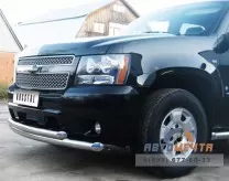 Защита переднего бампера для Chevrolet Tahoe 2008-2010 d76/76 мм (дуга) Защита переднего бампера для Chevrolet Tahoe 2008-2010