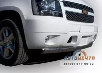Защита переднего бампера для Chevrolet Tahoe 2012 d75x42 мм Защита переднего бампера на Chevrolet Tahoe 2012, нерж