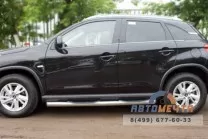 Пороги труба для Citroen C4 Aircross d76 мм, с накладками, скосы 45 градусов Пороги на Citroen C4 Aircross