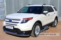 Пороги труба для Ford Explorer 2012 d76 мм, с накладкой, пластиковые заглушки Пороги труба из нерж стали для Ford Eplorer 2012