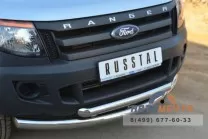 Защита переднего бампера для Ford Ranger 2012 d76 мм (дуга) d63 мм (дуга) Защита бампера передняя на Ford Ranger 2012, нерж