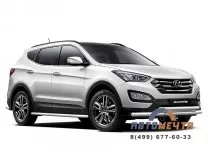 Защита переднего бампера двойная Ø63/51мм Hyundai Santa Fe 2013-2015 Защита перед. бампера 63/51мм Hyundai Santa Fe 13-15