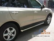 Защита порогов для Hyundai Santa Fe 2006, нерж