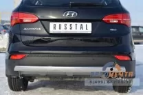 Защита заднего бампера на Hyundai Santa Fe, нерж.