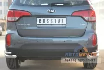 Защита заднего бампера на KIA Sorento, нерж. сталь