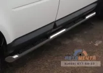 Пороги труба для Land Rover Freelander 2 d76 мм, с накладками, скосы 45 градусов Пороги на Freelander 2