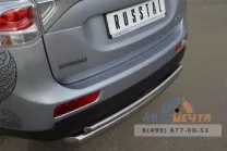 Защита заднего бампера для Mitsubishi Outlander 2012, d76/42 мм (дуга) Защита заднего бампера на Mitsubishi Outlander 12г