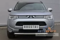 Защита бампера передняя на Mitsubishi Outlander, нерж