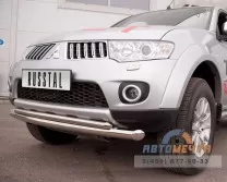 Защита переднего бампера на Mitsubishi L200 , нерж.