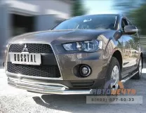 Защита переднего бампера для Mitsubishi Outlander XL 2007-2009, d76/42 (дуга) Защита перед. бампера на Mitsubishi Outlander XL 07-09