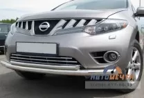 Защита переднего бампера для Nissan Murano 2009-, d76/42 мм, (5 секций) Защита переднего бампера на Nissan Murano 2009-