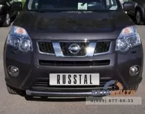 Защита переднего бампера на Nissan X-Trail 2011-, нерж