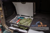 Органайзер (рундук, спальник) в багажник УАЗ Патриот дорестайлинг (2007-2014) со столиком. Карпет.-7