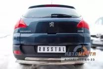 Защита заднего бампера для Peugeot 3008, d75х42 мм, овал, (дуга) Защита заднего бампера на Peugeot 3008, нерж