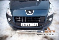 Защита переднего бампера на Peugeot 3008, нерж-2