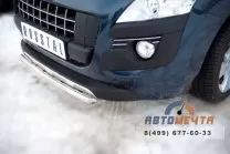 Защита переднего бампера на Peugeot 3008, нерж