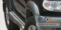 Подножки УАЗ Патриот до 2015 нержавейка с алюминием гнутые