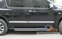 Пороги труба для Infinity QX56 2004-2009 d42 мм, по дверям, скосы 45 градусов Защита порогов для Infiniti QX56 из нержавейки