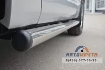 Защита порогов для Suzuki Grand Vitara 3dr 12-, (труба), d76 мм, с накладками, пластиковые заглушки Пороги труба на Suzuki Grand Vitara 12-