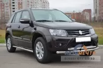 Защита переднего бампера для Suzuki Grand Vitara 5dr 12-, d63/42 мм, (дуга) Защита пер. бампера на Suzuki Grand Vitara 12-, нерж