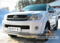 Защита переднего бампера для Toyota Hilux, d63/42 мм (дуга) Защита переднего бампера на Toyota Hilux, нерж