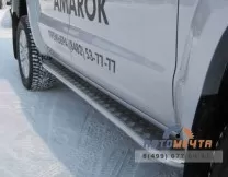Защита порогов для Volkswagen Amarok, (труба с листом), d42 мм Пороги для Volkswagen Amarok