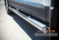 Защита порогов для VolksWagen Tiguan Sport & Style, (труба), d76 мм, с накладками, сферические наконечники Защита порогов на Volkswagen Tiguan