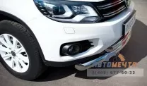 Защита переднего бампера для VolksWagen Tiguan Sport & Style, d76/63 мм, (дуга) Защита переднего бампера для Volkswagen Tiguan, нерж