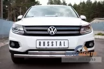 Защита переднего бампера для VolksWagen Tiguan Track & Field, d63/63 мм (дуга) Защита переднего бампера на Volkswagen Tiguan, нерж.