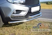 Защита переднего бампера двойная 51 51 мм (НПС) LADA Веста SW Cross с 2017