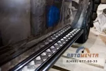 Защита порогов Эстонец 51 мм с алюм. площадкой (ППК) Рено Дастер 2012-2020 / Nissan Terrano с 2014-