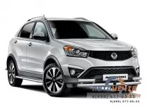 Защита переднего бампера двойная с углами 63/51 мм SSANG YONG ACTION 2013-	