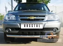 Защита переднего бампера для Chevrolet NIVA 2009 Bertone d63 мм (дуга) Защита переднего бампера для Chevrolet NIVA