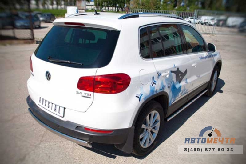 Защита бампера задняя на Volkswagen Tiguan, нерж